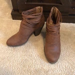 Brown Fergalicious Block Heel Boots